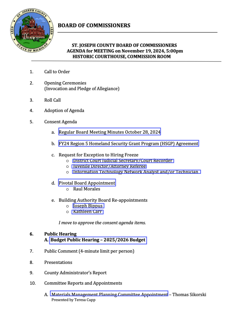 Local Meeting Primer St Joseph County Board Of Commissioners